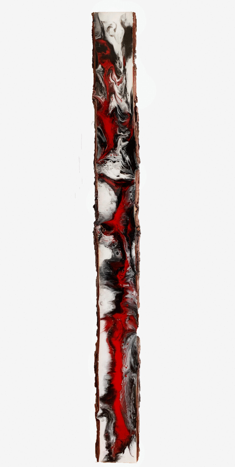 Bild abstrakte Komposition 2m × 25 cm Original auf Holzbohle hochglänzend mit Kunstharzveredelung Bild abstrakte Komposition 2m × 25 cm Original auf Holzbohle hochglänzend mit Kunstharzveredelung