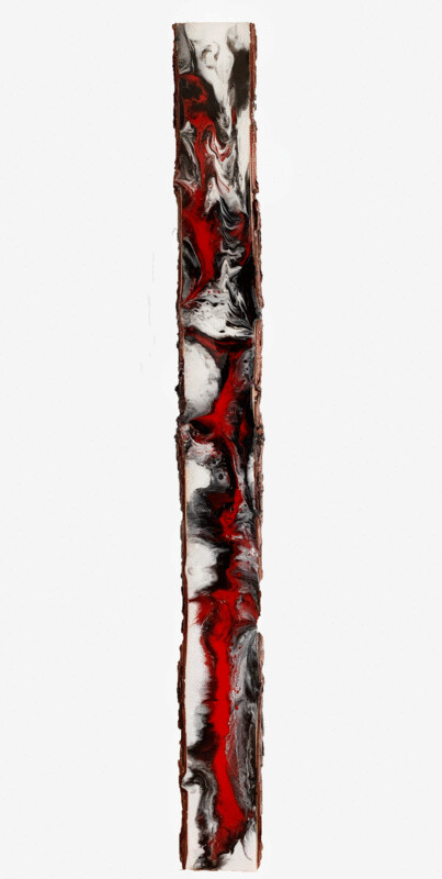 Bild abstrakte Komposition 2m × 25 cm Original auf Holzbohle hochglänzend mit Kunstharzveredelung Bild abstrakte Komposition 2m × 25 cm Original auf Holzbohle hochglänzend mit Kunstharzveredelung