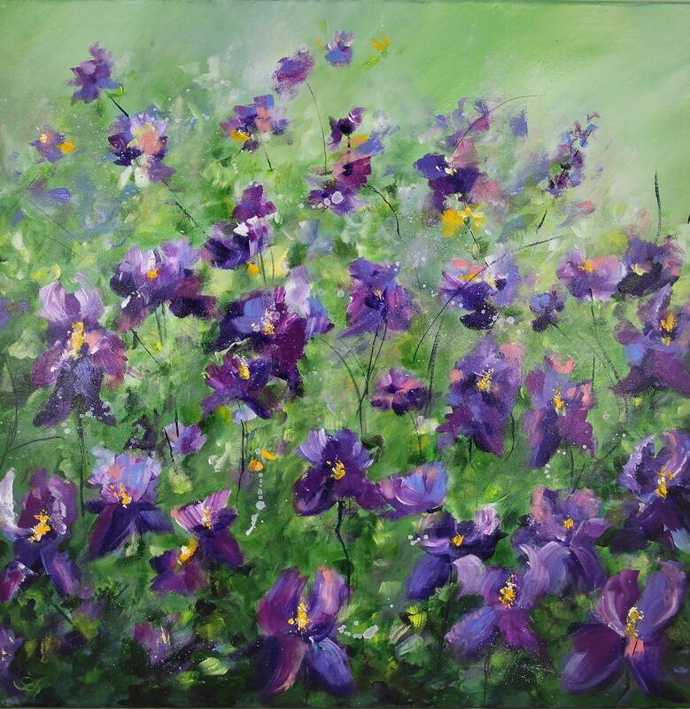 Bild Blumenwiese Original Blumenbild 60x60 cm