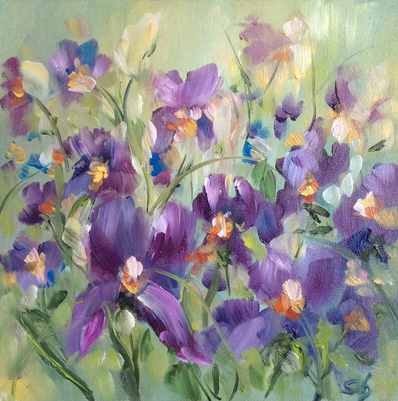 Iris Blumenbild Original Blumenwiese 20x20 cm