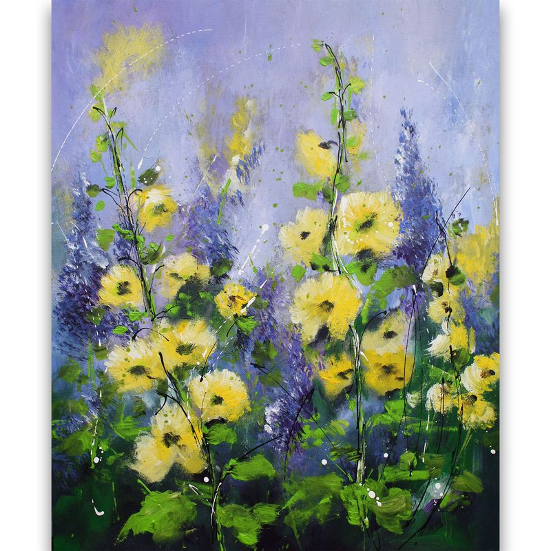 Stockrosen Blumen Blumenbild im Rahmen 50x60 cm Stockrosen Blumen Blumenbild im Rahmen 50x60 cm