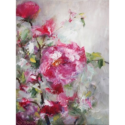 Blumen Bild Stockrosen Rosen 18x24 cm Blumen Bild Stockrosen Rosen 18x24 cm