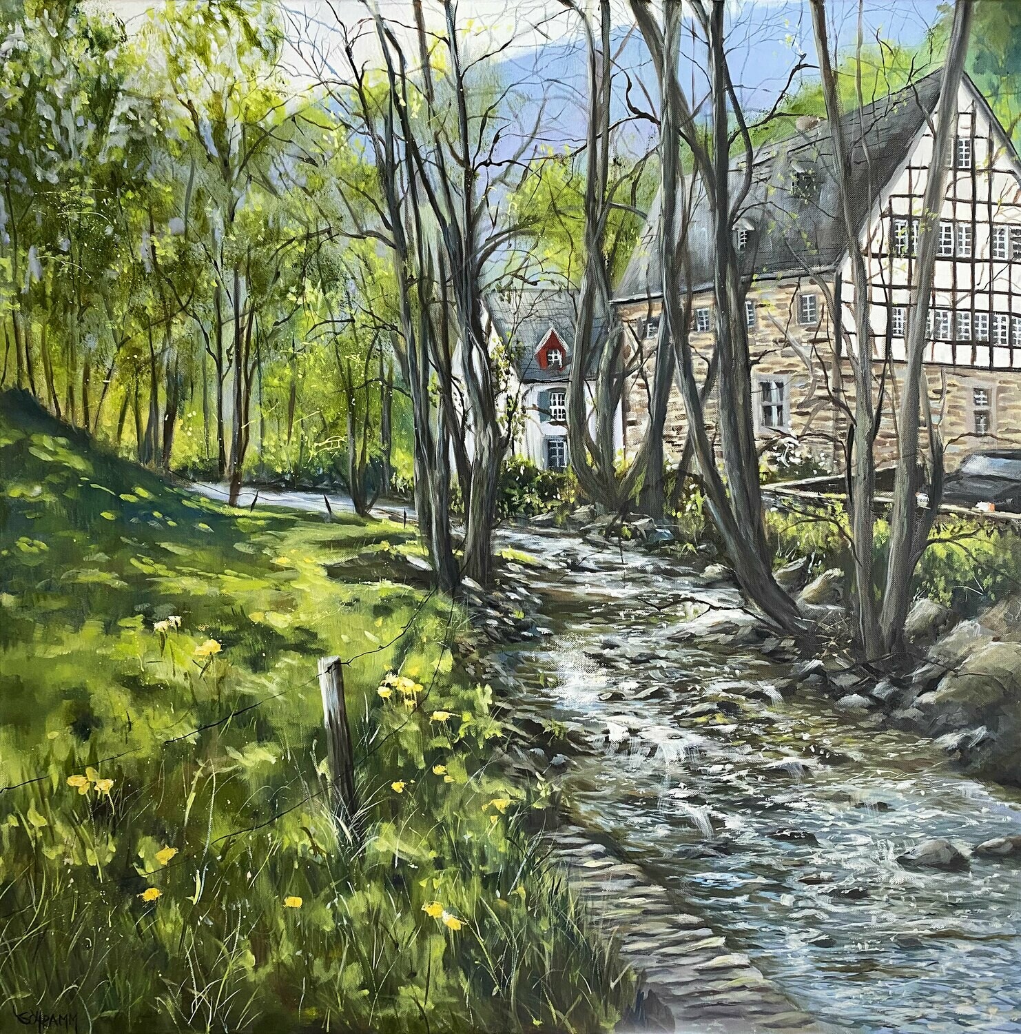 Nationalpark Eifel Gemälde Junkerhaus in Simonskall & Kallbach  80×80 cm