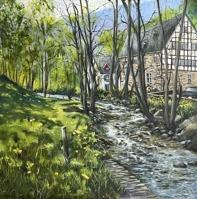 Nationalpark Eifel Gemälde Junkerhaus in Simonskall & Kallbach  80×80 cm
