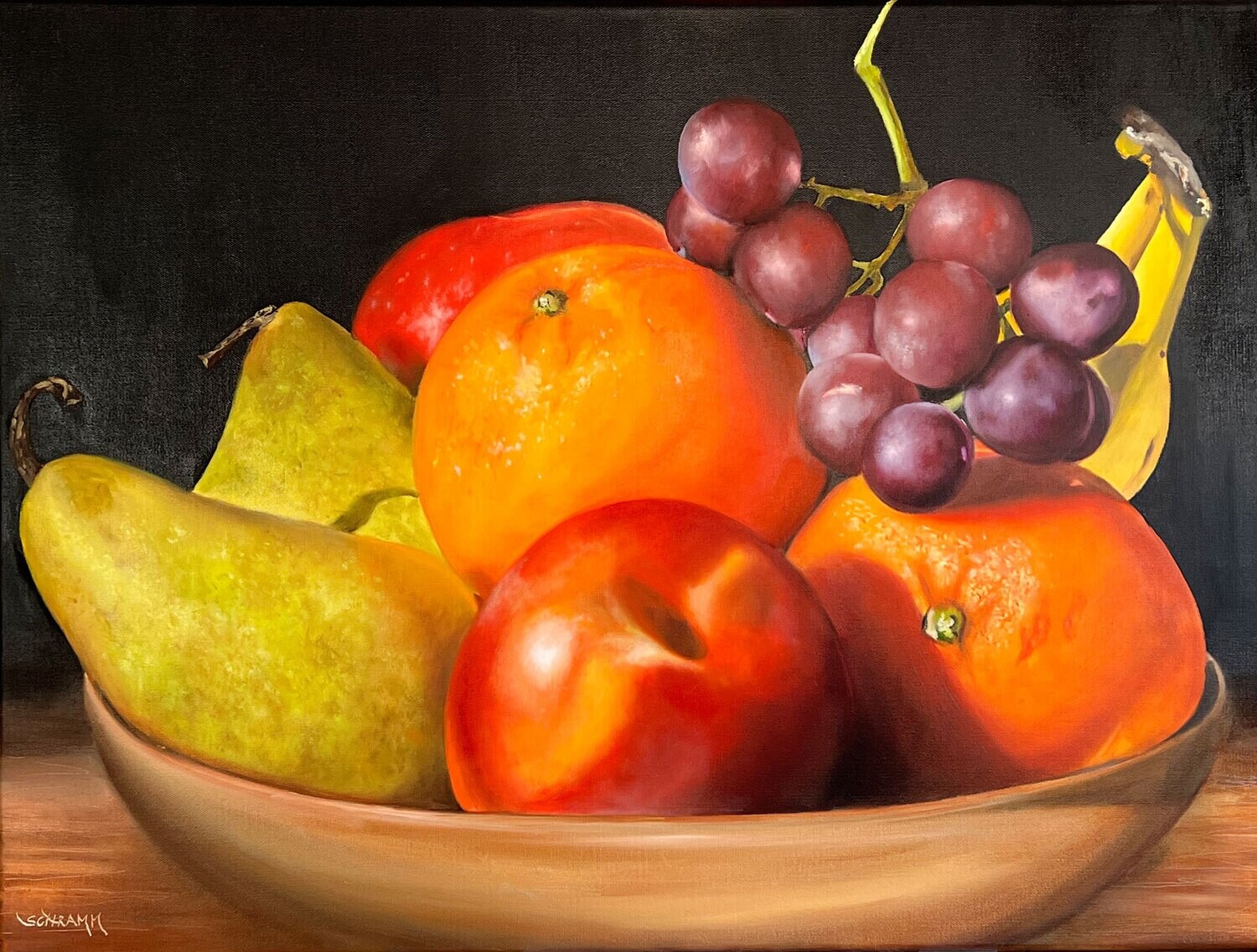 Obst in Obstschale Original Gemälde 80x60 cm