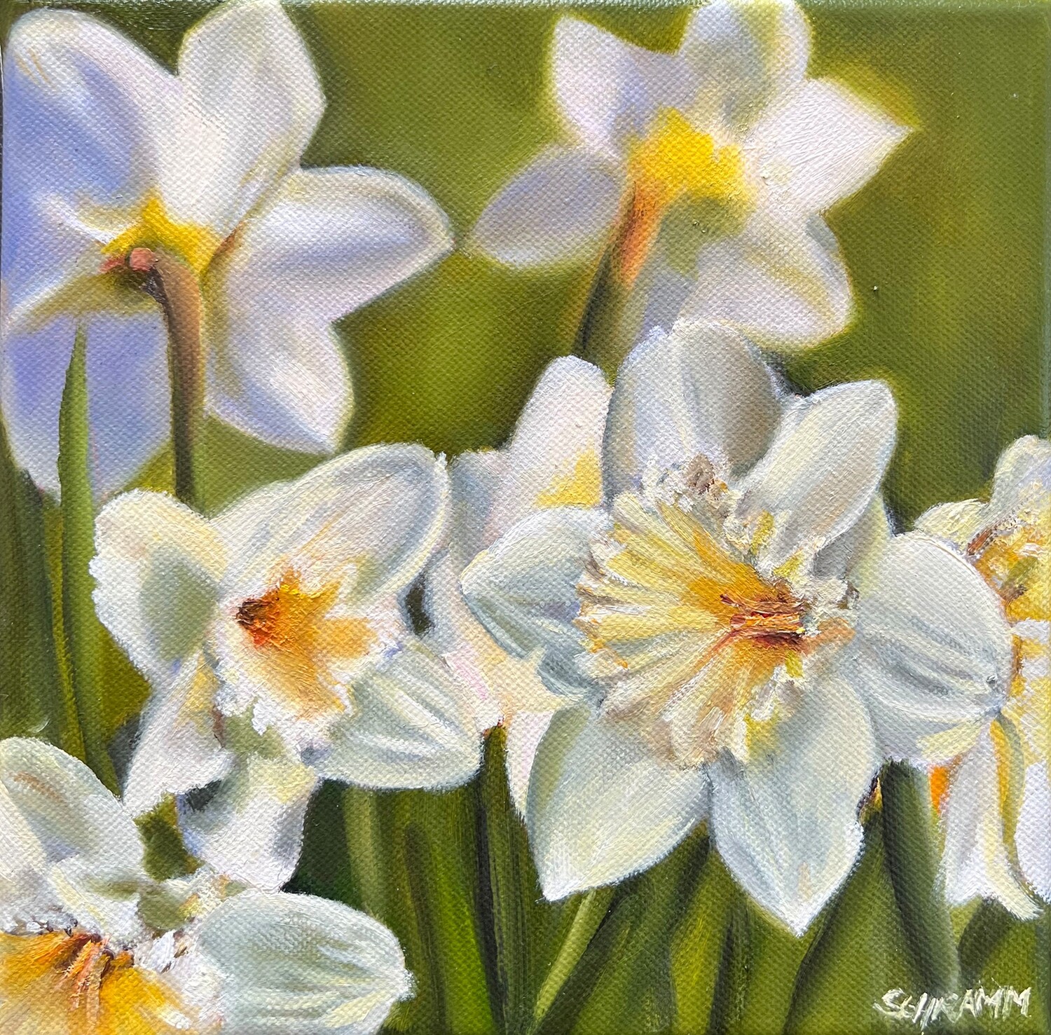 Bild Blumen Narzissen Osterglocken Original Blumenbild 20x20 cm