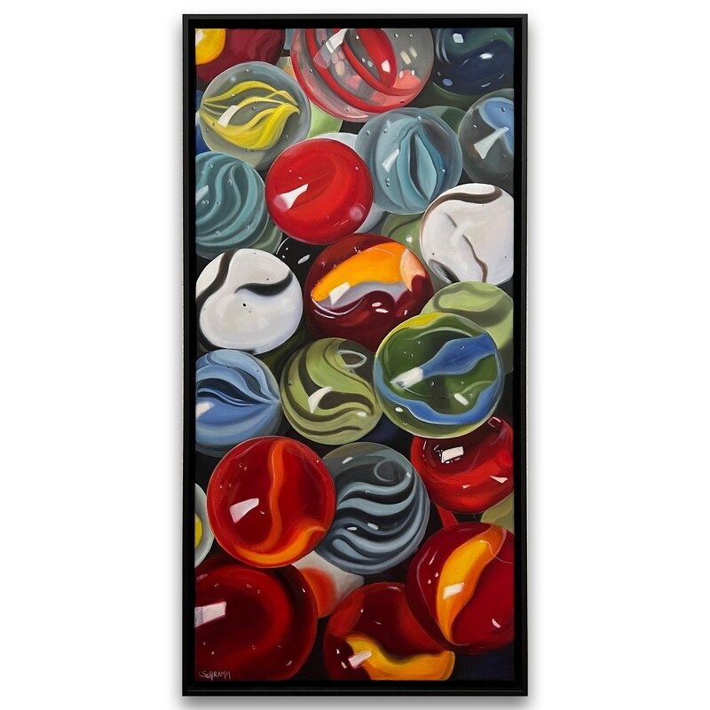 Murmeln Gemälde Bild im Rahmen Original 64x129 cm