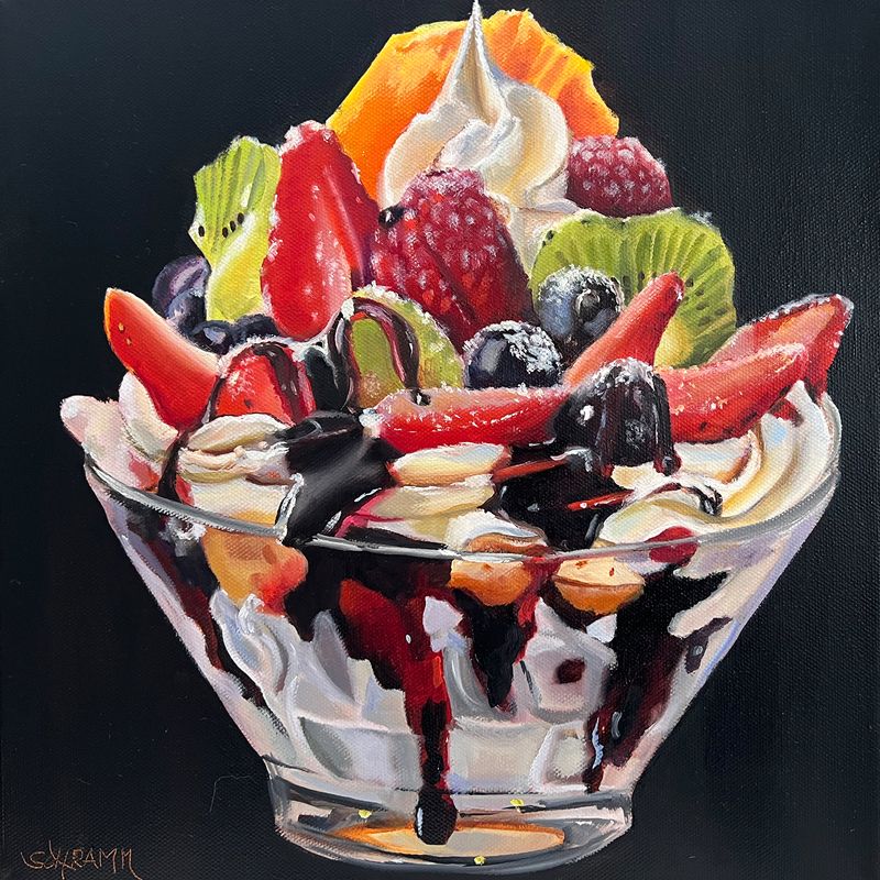 "Eisbecher" Original Gemälde 30x30 cm