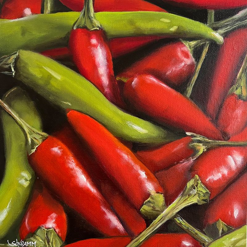"Chilis V" Original Bild 25x25 cm