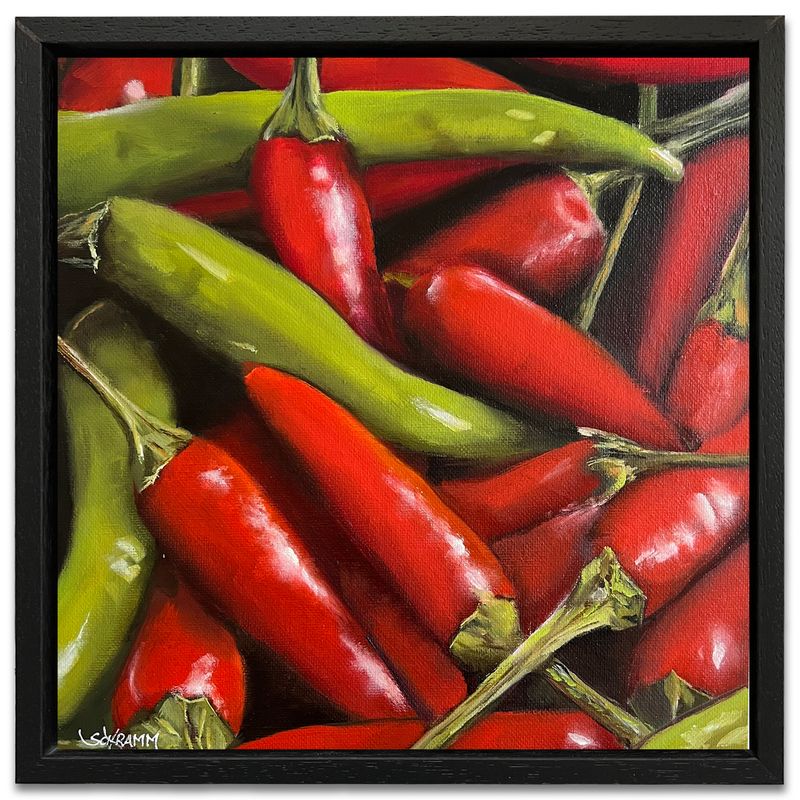 "Chilis V" Original Bild 25x25 cm im Rahmen