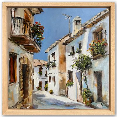 Gasse im Süden/Spanien Original Gemälde 25x25 cm im Rahmen Gasse im Süden/Spanien Original Gemälde 25x25 cm im Rahmen