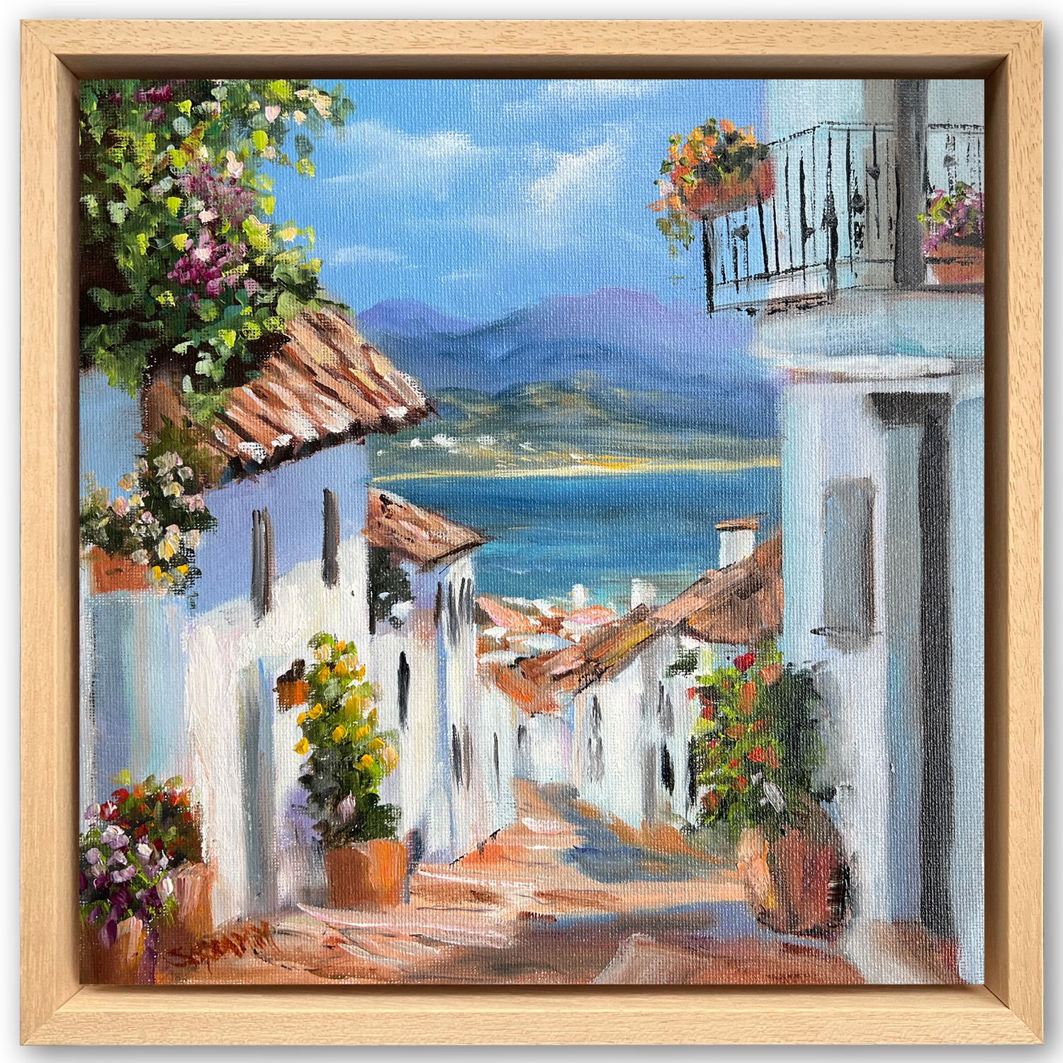 Gasse im Süden II/Spanien Original Gemälde 25x25 cm im Rahmen Gasse im Süden II/Spanien Original Gemälde 25x25 cm im Rahmen