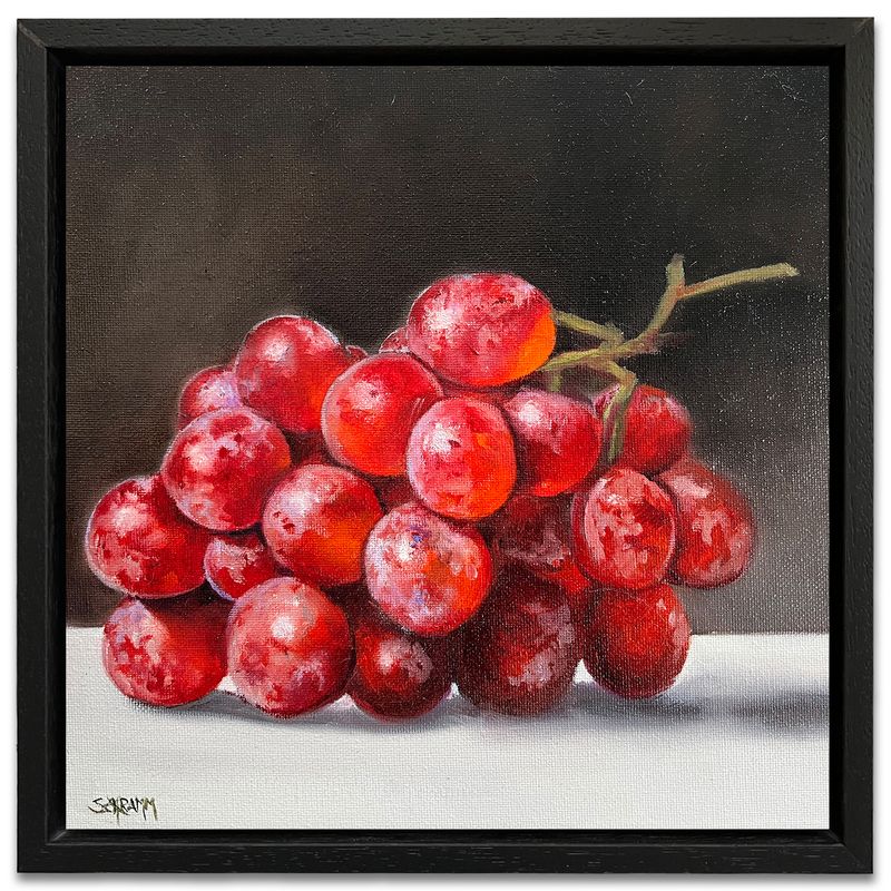 Trauben Original Gemälde 25x25 cm im Rahmen Trauben Original Gemälde 25x25 cm im Rahmen