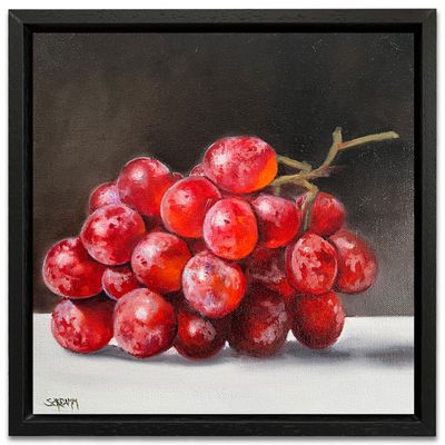 Trauben Original Gemälde 25x25 cm im Rahmen Trauben Original Gemälde 25x25 cm im Rahmen