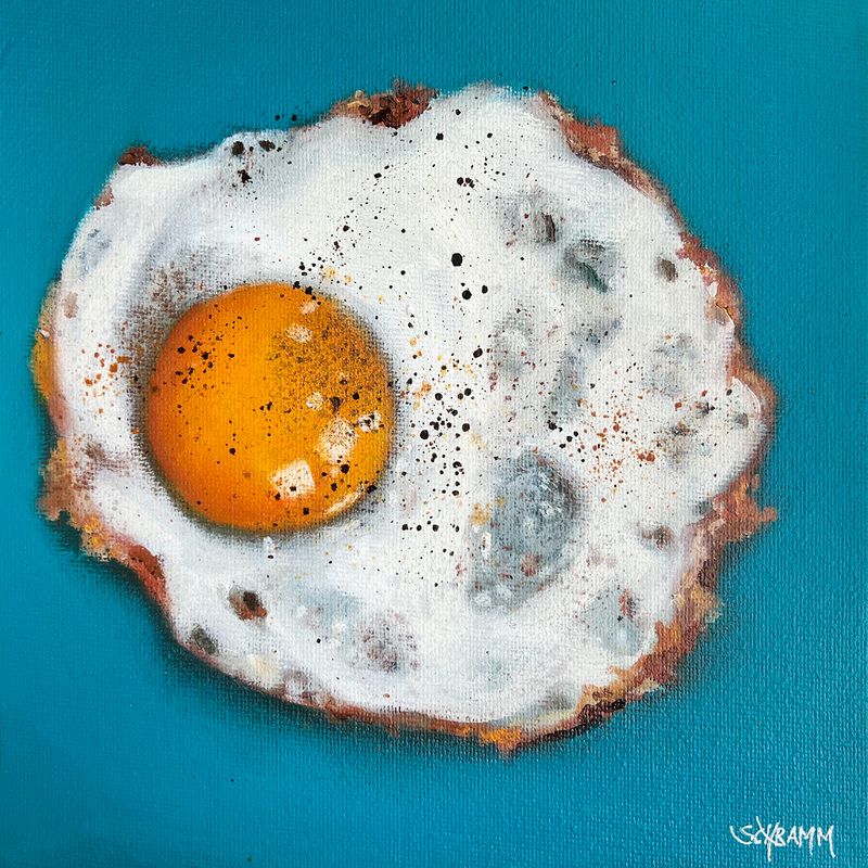 Spiegelei Spiegelei "Sunny Side Up 2" Original Bild Gemälde 20x20 cm