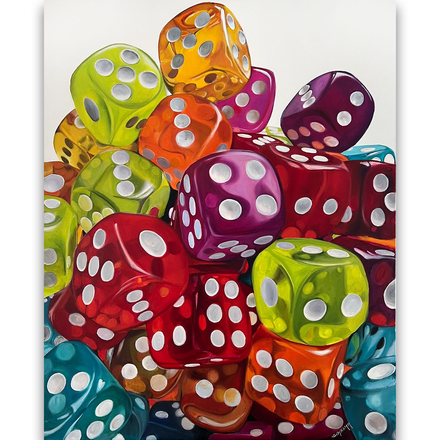 Würfel Original Gemälde 100x80 cm