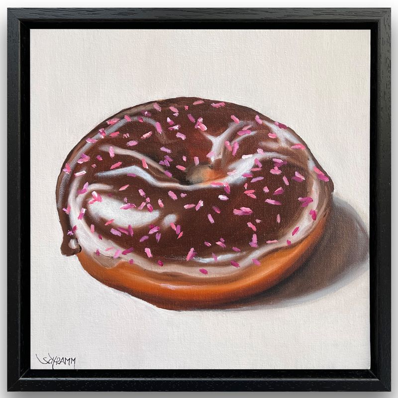 Donut III Original Gemälde Bild im Rahmen 26x26 cm