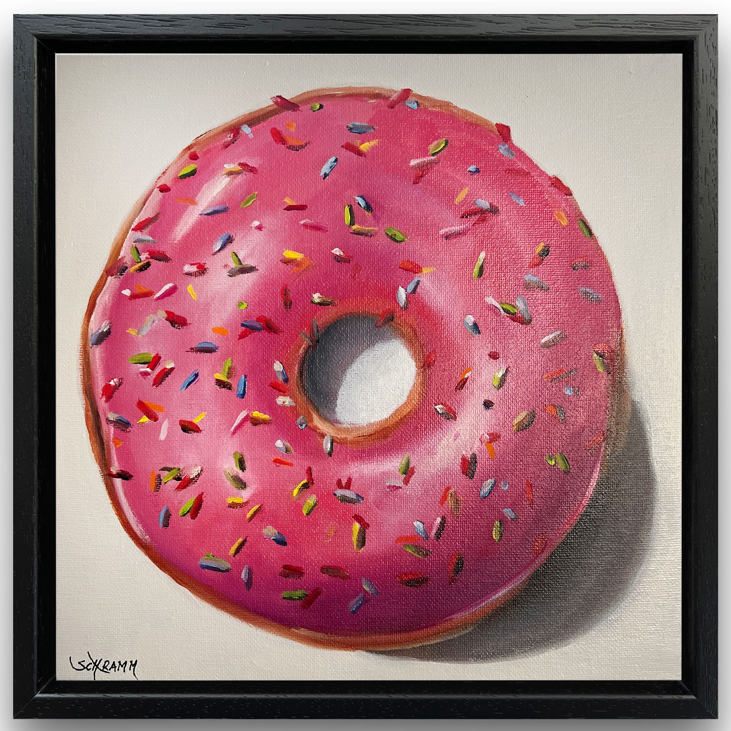 Donut II Original Gemälde Bild im Rahmen 26x26 cm