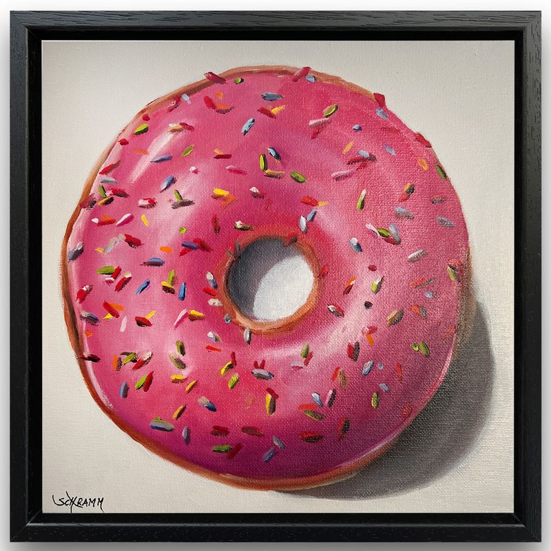 Donut II Original Gemälde Bild im Rahmen 26x26 cm