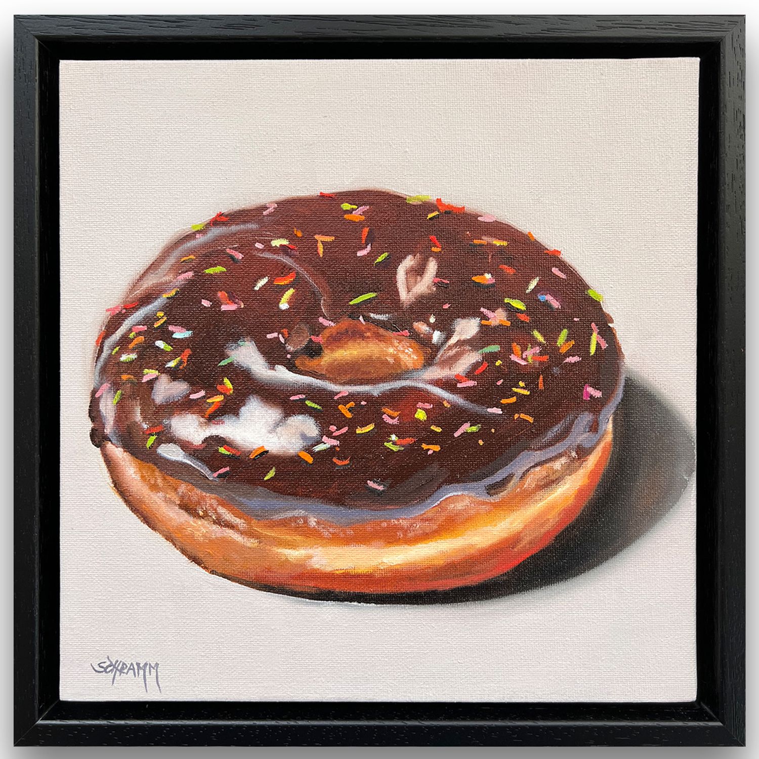Donut I Original Gemälde Bild im Rahmen 26x26 cm