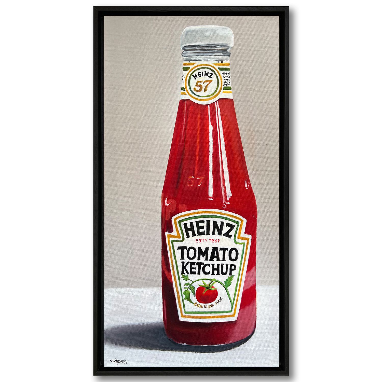 Ketchup Original Gemälde Bild im Rahmen 34x64 cm