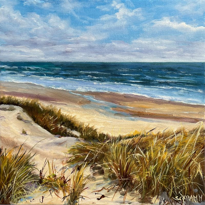 Sylt Dünen & Meer Original Gemälde 25x25 cm