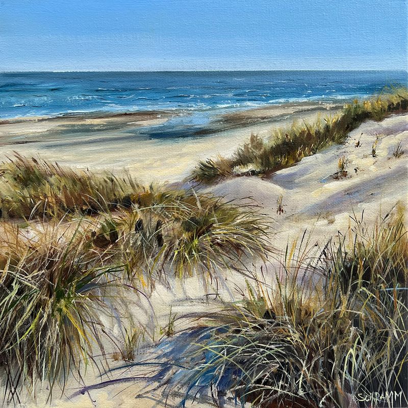 Sylt Dünen & Meer Original Gemälde 25x25 cm