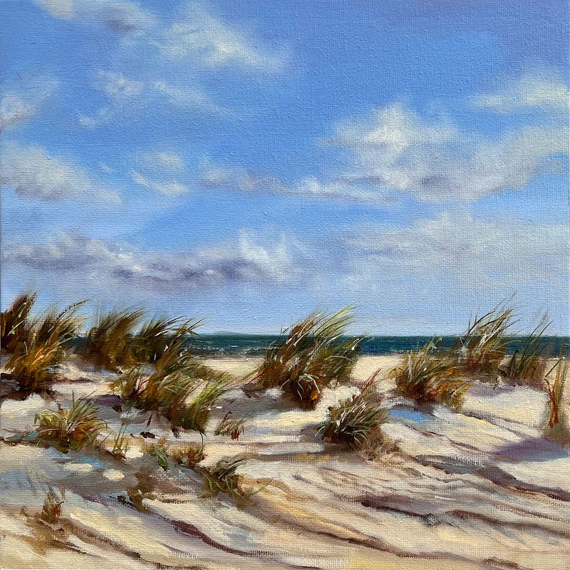 Sylt Dünen & Meer Original Gemälde 25x25 cm