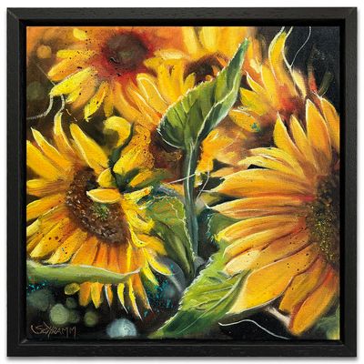 Sonnenblumen Original Gemälde 25x25 cm im Rahmen Sonnenblumen Original Gemälde 25x25 cm im Rahmen