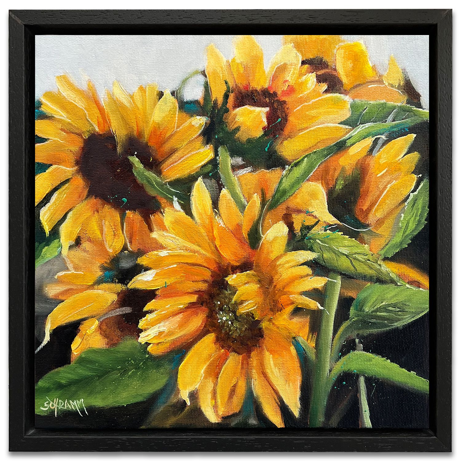 Sonnenblumen Original Gemälde 25x25 cm im Rahmen Sonnenblumen Original Gemälde 25x25 cm im Rahmen