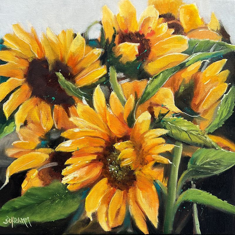 Sonnenblumen Original Gemälde 25x25 cm