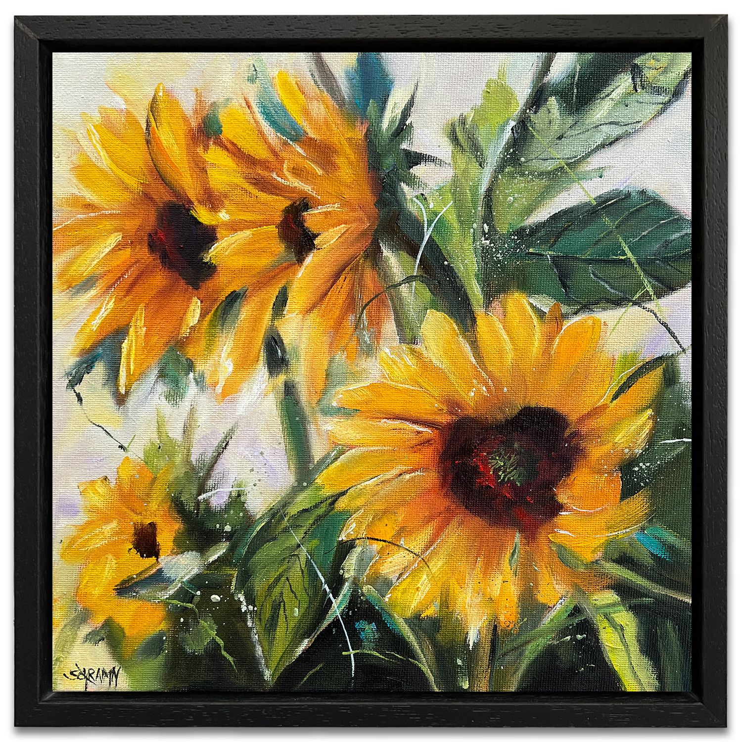 Sonnenblumen Original Gemälde 25x25 cm im Rahmen Sonnenblumen Original Gemälde 25x25 cm im Rahmen