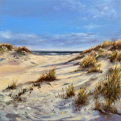 Sylt Dünen & Meer Original Gemälde 25x25 cm