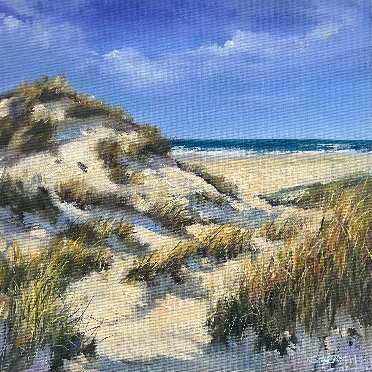 Sylt Dünen & Meer Original Gemälde 25x25 cm im Rahmen Sylt Dünen & Meer Original Gemälde 25x25 cm im Rahmen