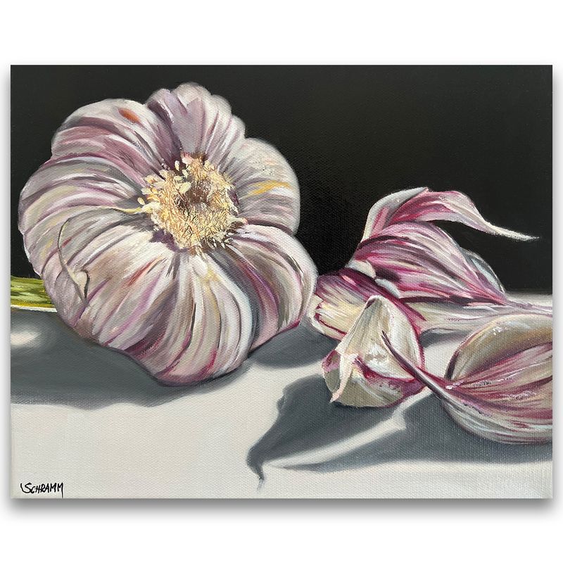 Bild Knoblauch Original im Rahmen 24x30 cm