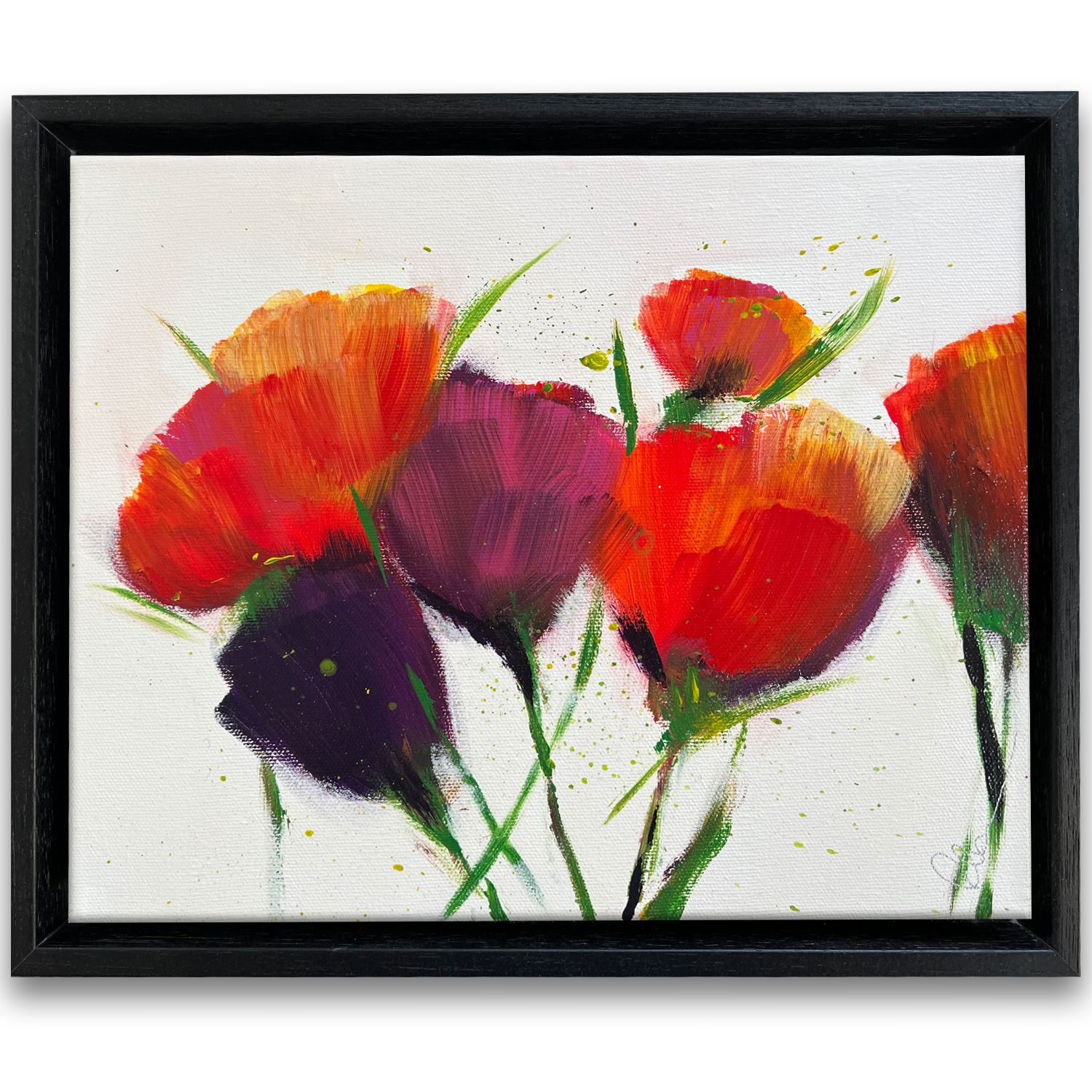 Tulpen Blumen Original Bild im Holzrahmen 34 x 28 cm