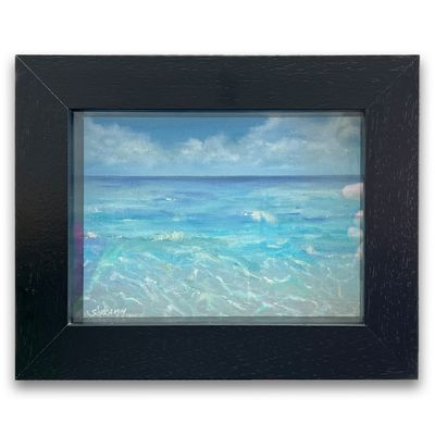 "Meer" Original Gemälde Bild im Rahmen ca. 22,5 x 17,5 cm