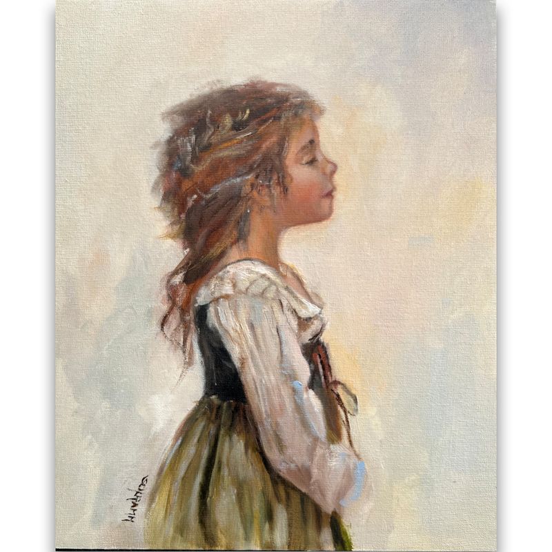 Mädchen "Im Vertrauen"  Original Gemälde im Rahmen 24x30 cm
