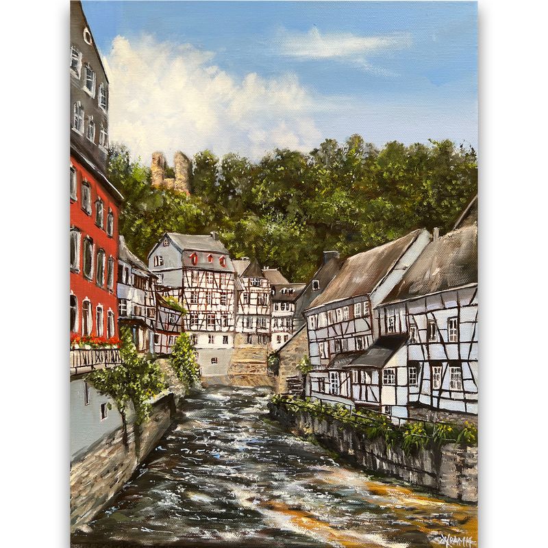Monschau Original Gemälde 30x40 cm