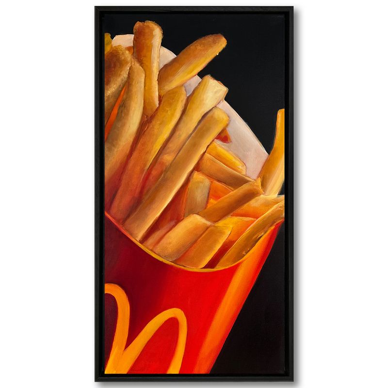 Fritten Pommes Original Gemälde Bild im Rahmen 34x64 cm