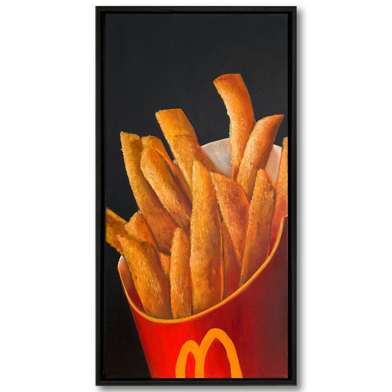 Fritten Pommes Original Gemälde Bild im Rahmen 34x64 cm