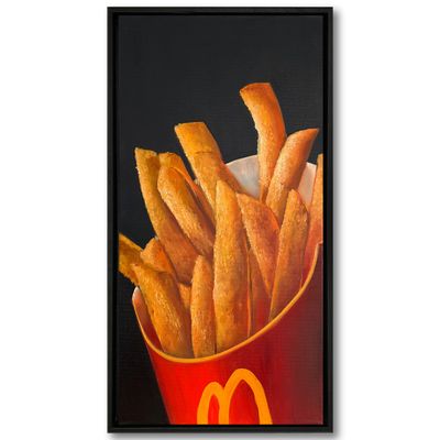 Fritten Pommes Original Gemälde Bild im Rahmen 34x64 cm