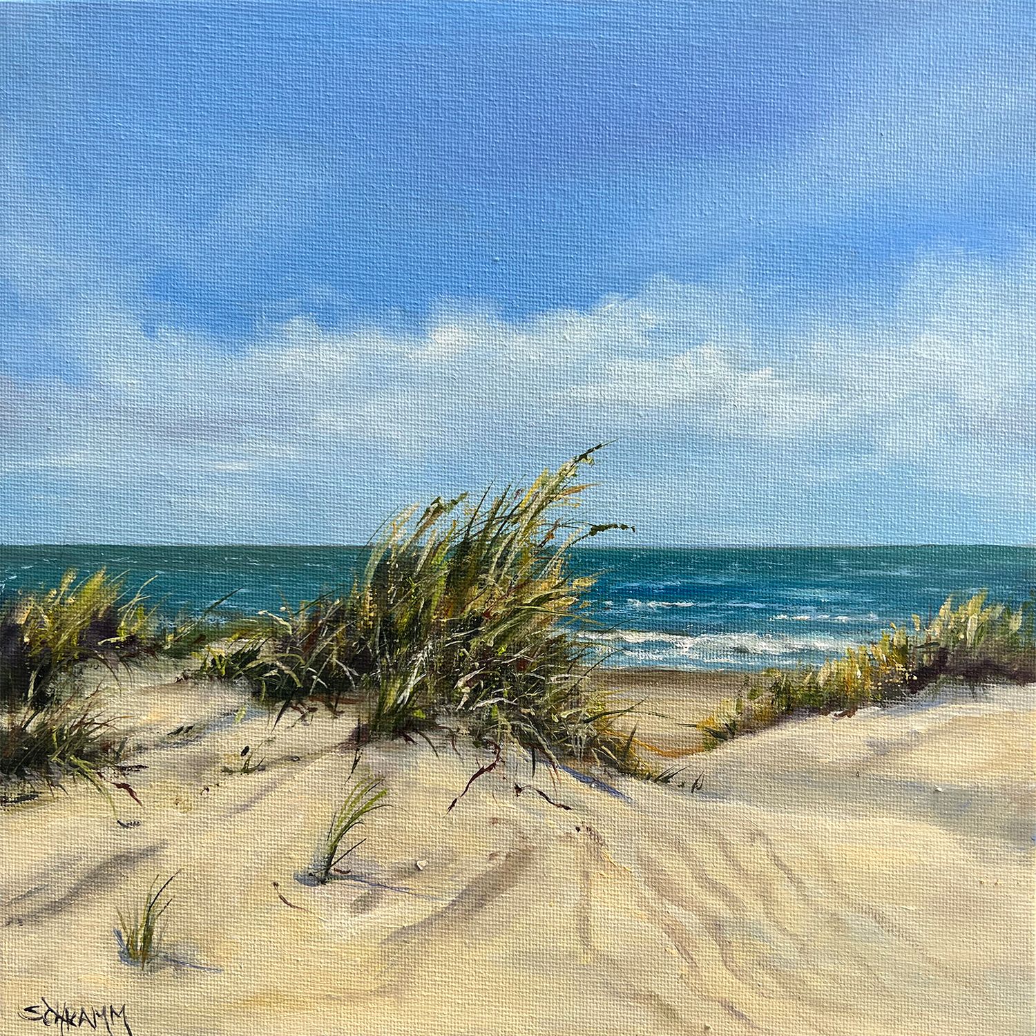 Sylt Dünen & Meer Original Gemälde 25x25 cm