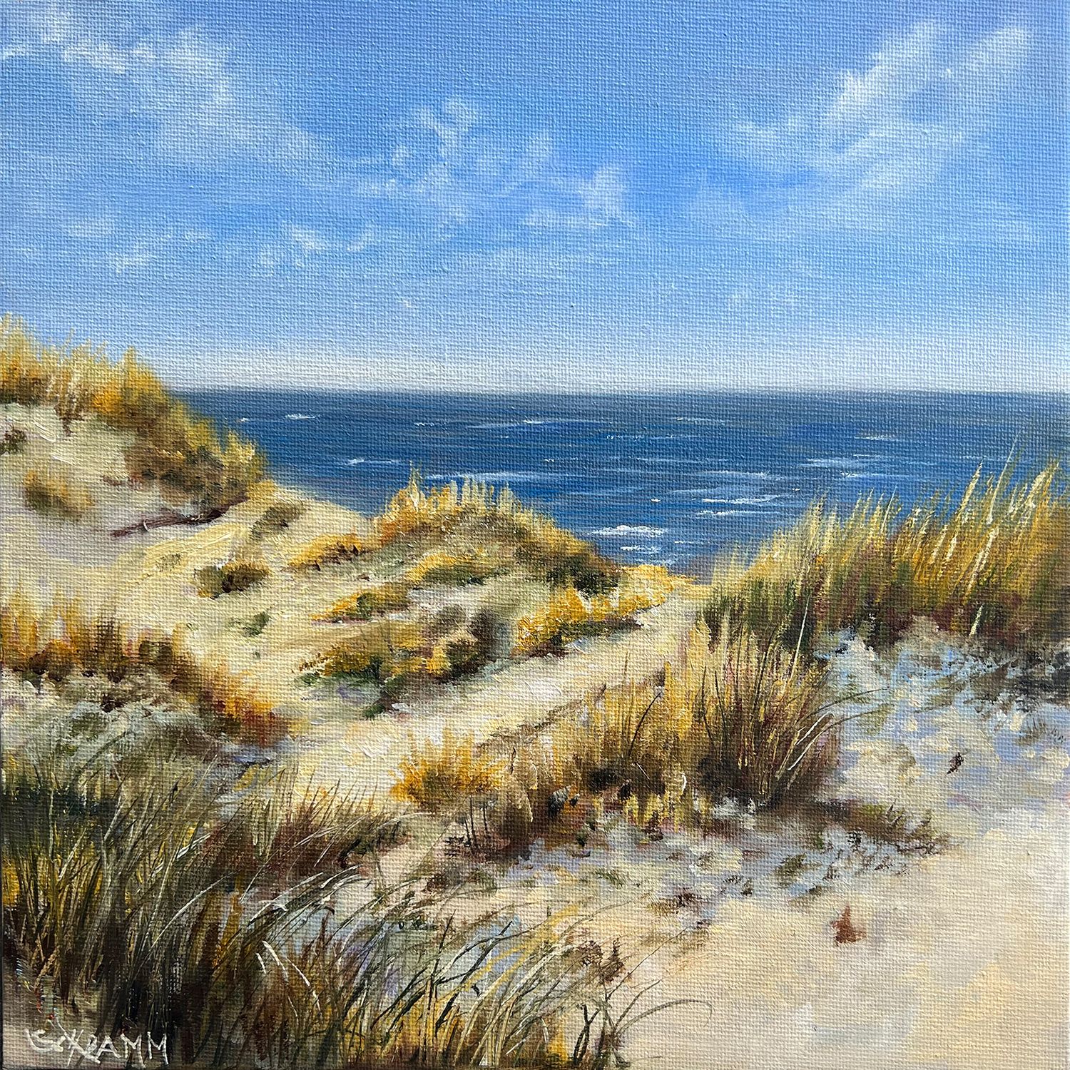 Sylt Dünen & Meer Original Gemälde 25x25 cm