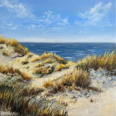 Sylt Dünen & Meer Original Gemälde 25x25 cm