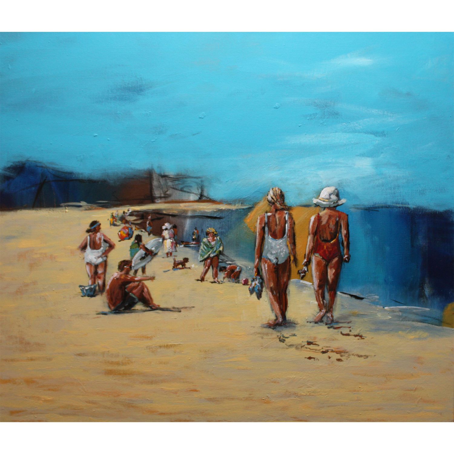 Strandleben  Original Gemälde Bild 70x60 cm