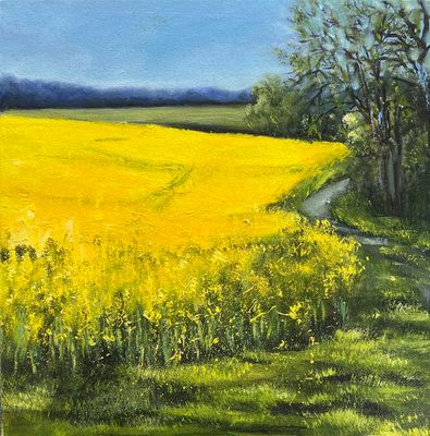 Rapsfelder bei Nideggen Original Gemälde 25x25 cm