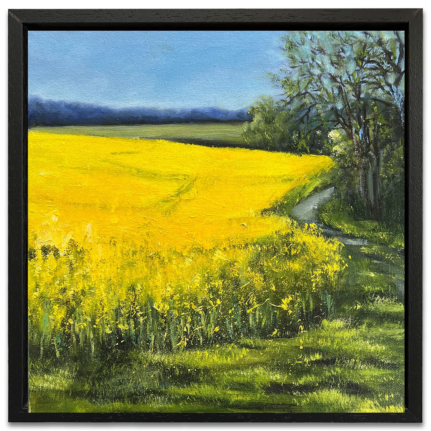 Rapsfelder bei Nideggen Original Gemälde 25x25 cm im Rahmen