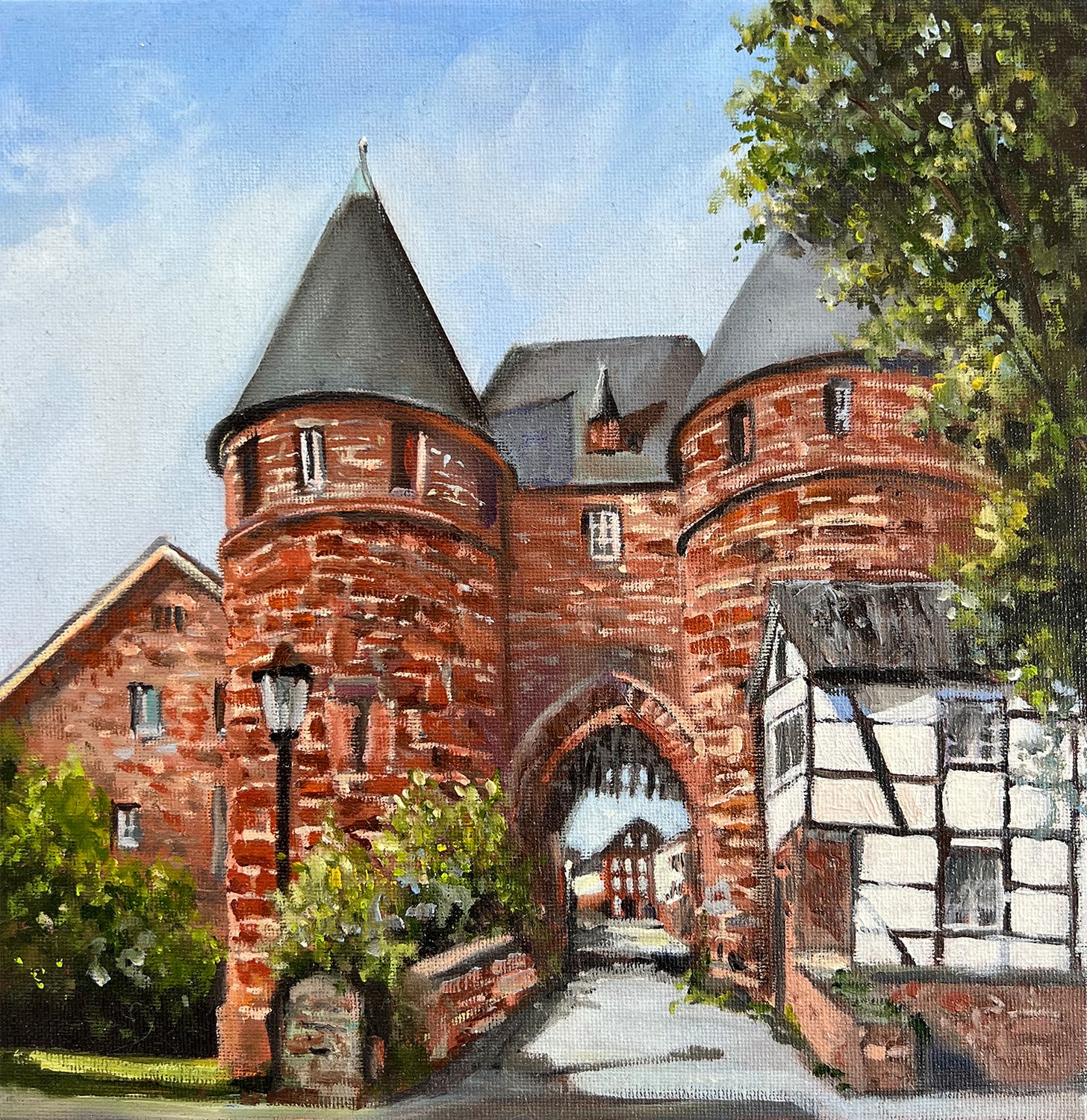 Nideggen Dürener Tor Original Gemälde 25x25 cm