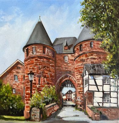 Nideggen Dürener Tor Original Gemälde 25x25 cm Nideggen Dürener Tor Original Gemälde 25x25 cm